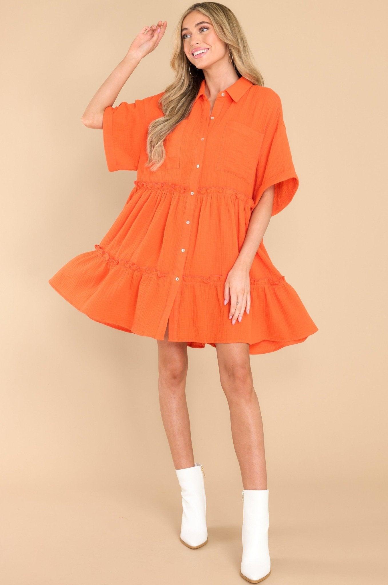 Aura My Best Self Flame Gauze Mini Dress Orange Product Image