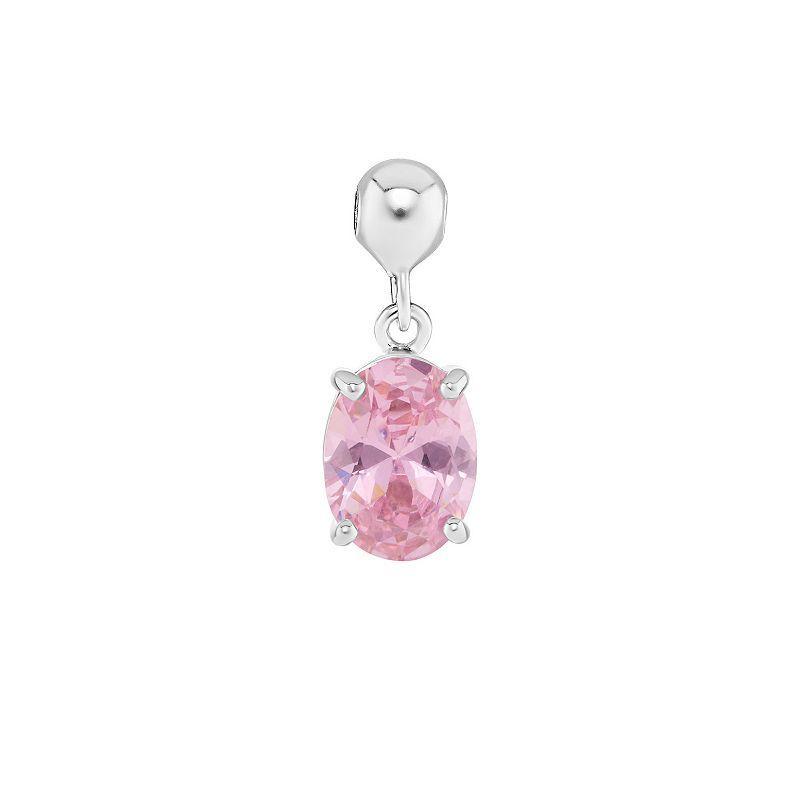 PRIMROSE Sterling Silver Oval Cubic Zirconia Sliding Charm, Womens, Pink Product Image