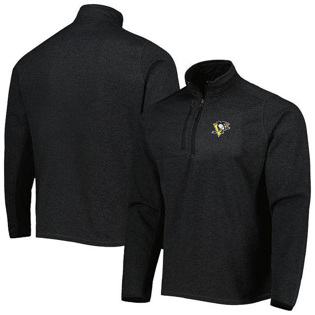 Mens Antigua Heathered Black Pittsburgh Penguins Course Quarter-Zip Jacket Product Image