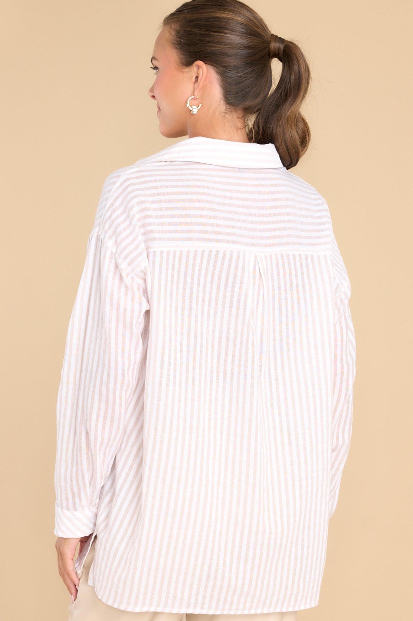 Catch Your Gaze Beige Stripe Top Product Image