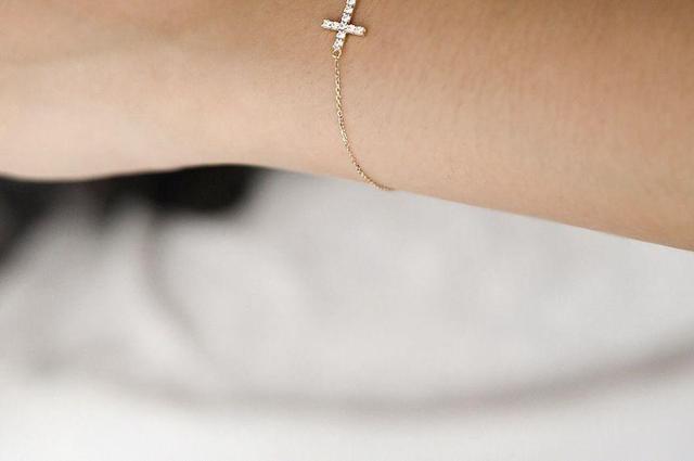 Cross Rhinestone Sterling Silver Bracelet Product Image