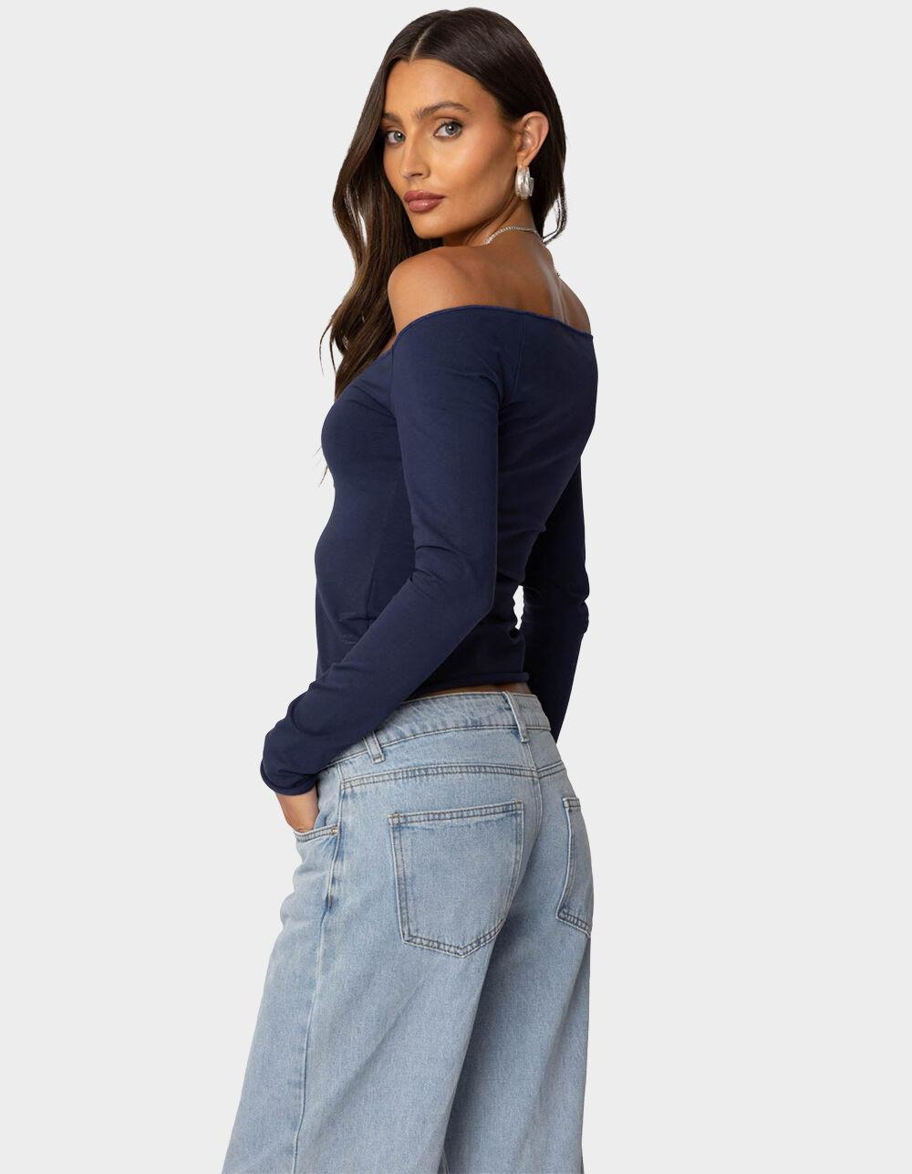 EDIKTED Nattie Off Shoulder V-Neck Top Product Image