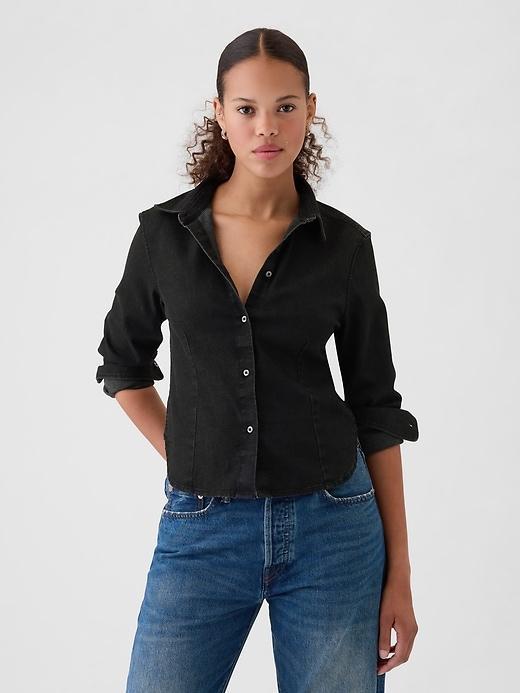 Cropped Denim Shirt Product Image