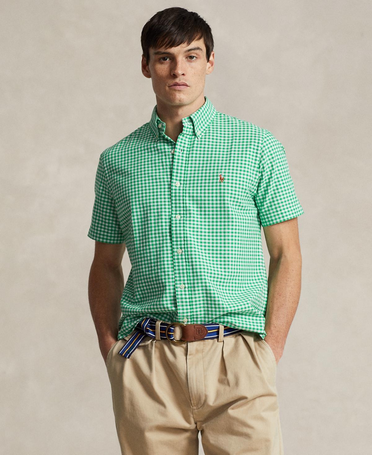 Men's Classic-fit Gingham Oxford Shirt In Summer Emerald,white Product Image