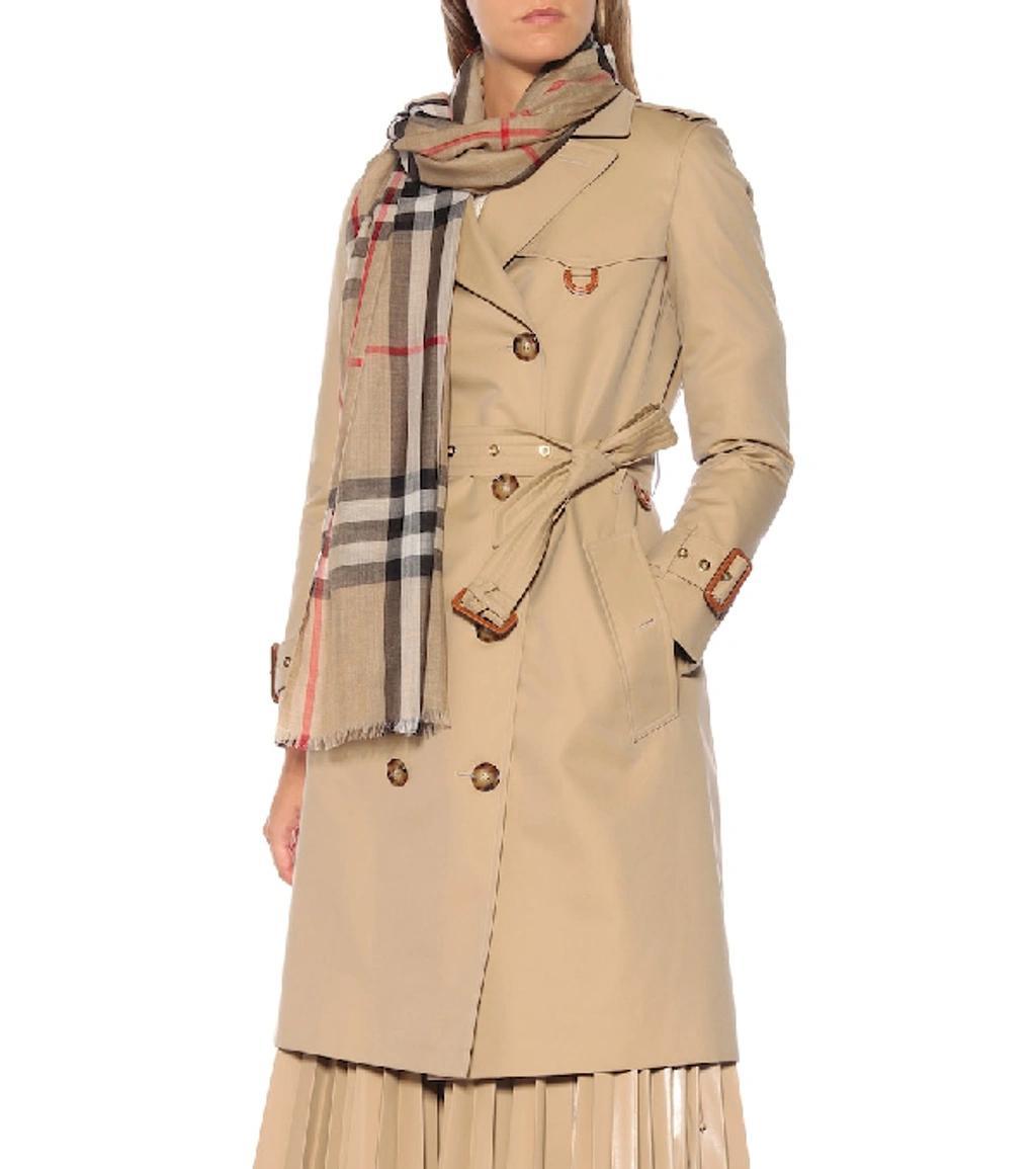 BURBERRY Lightweight Check Wool And Silk Scarf In Archive Beige Product Image