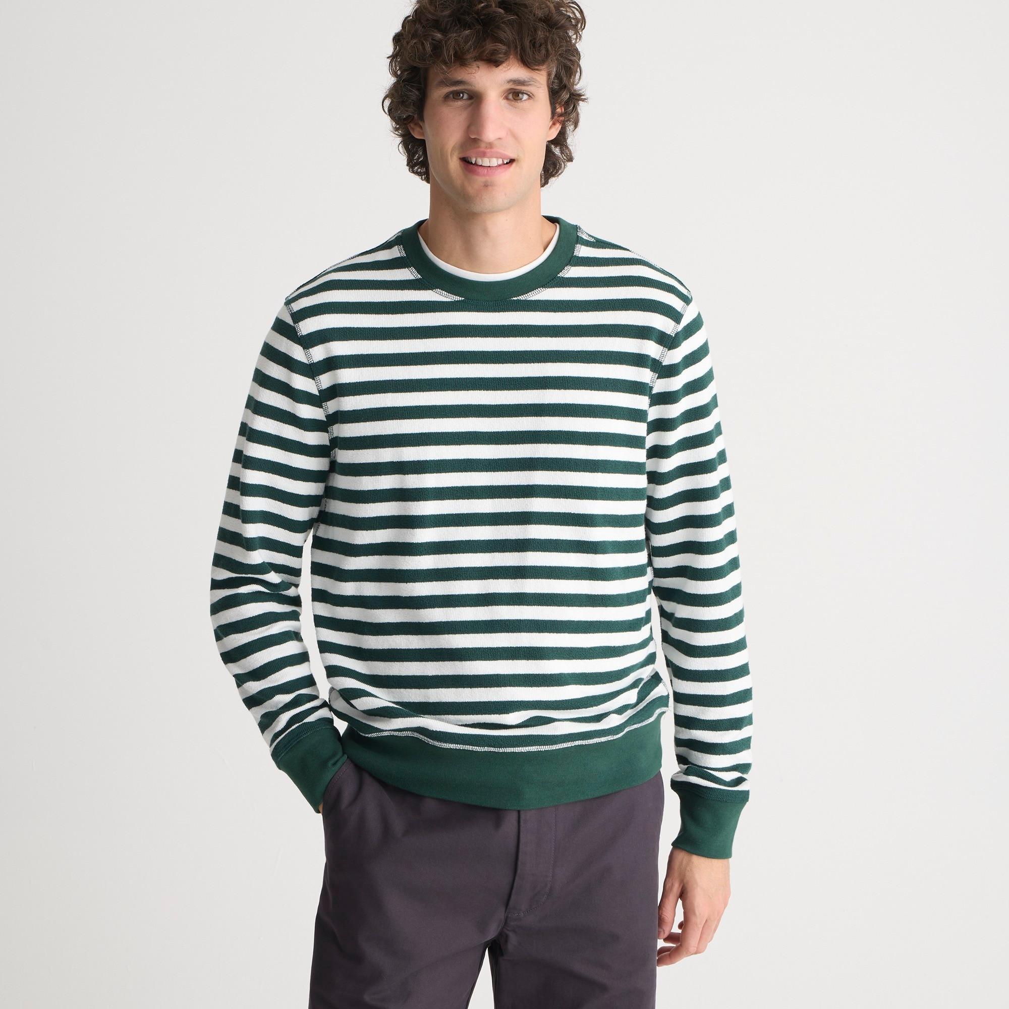 Long-sleeve textured sweater-tee in stripe Product Image