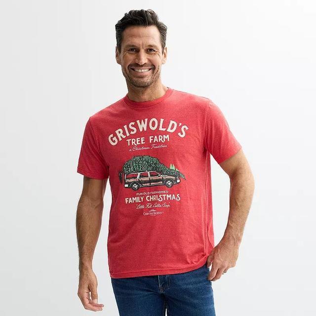 Mens Griswold Holiday Graphic Tee Red Grey Product Image