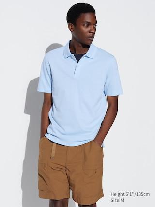 Mens Airism Cotton Pique Polo Shirt with Quick-Drying Light Blue 2XL UNIQLO US Product Image