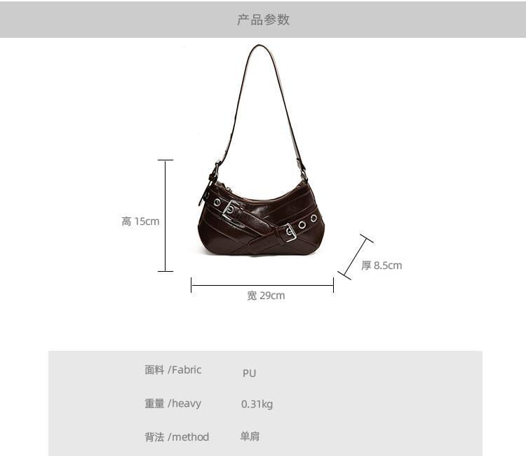 Buckled Faux Leather Shoulder Bag Product Image