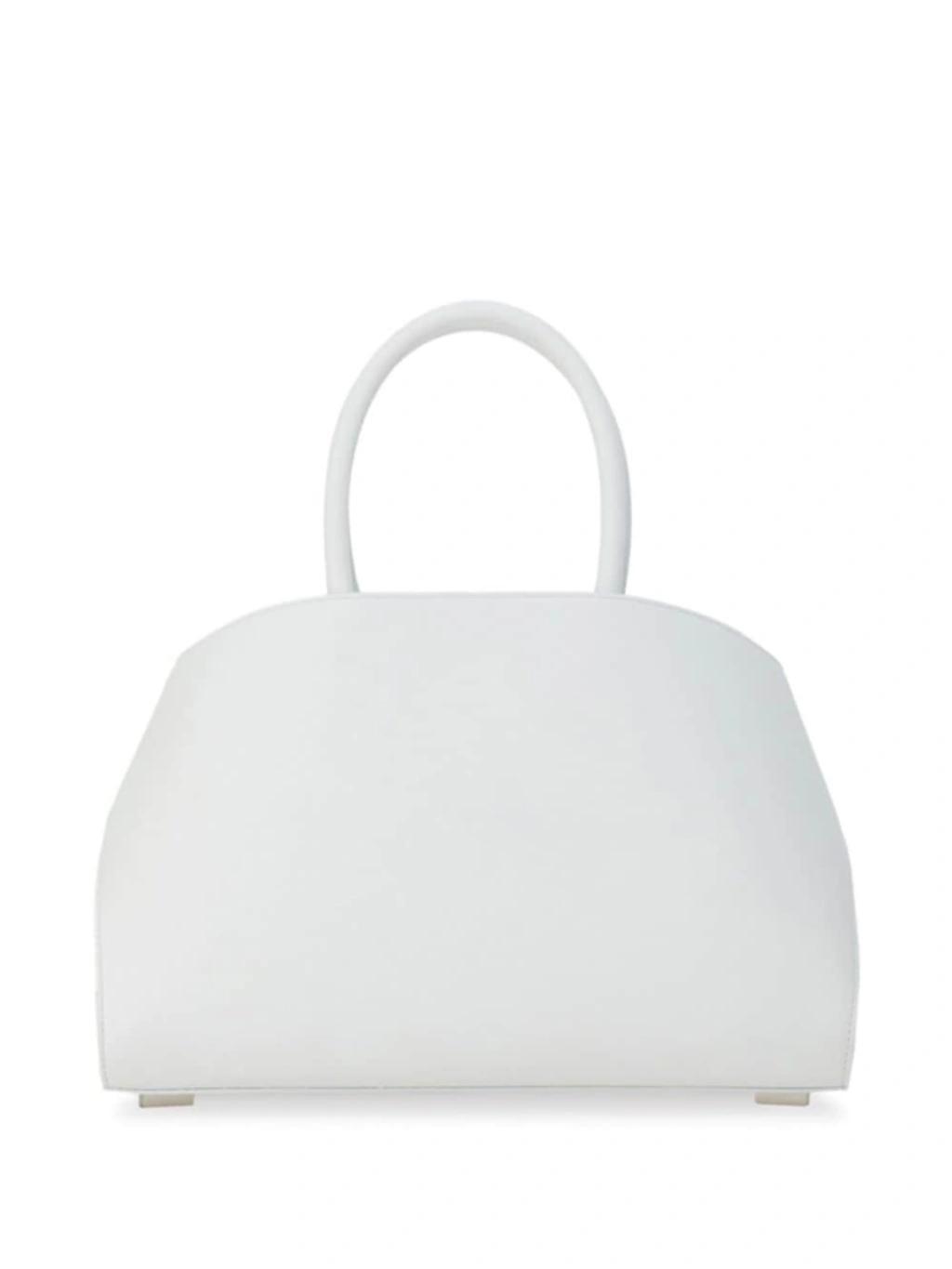 Small Hug Leather Tote Bag In White Product Image