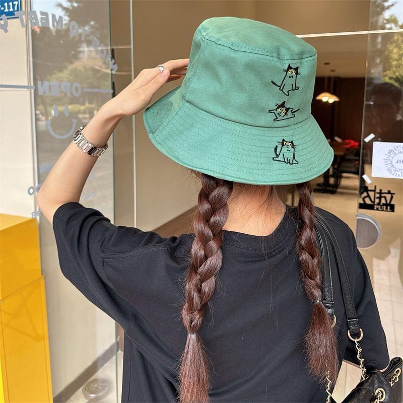 Cat Embroidered Bucket Hat Product Image