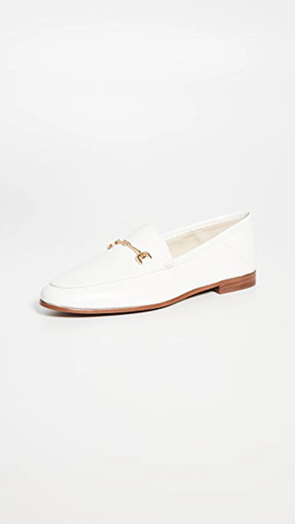 SAM EDELMAN Loraine Embellished Leather Collapsible-heel Loafers In Bright White Product Image