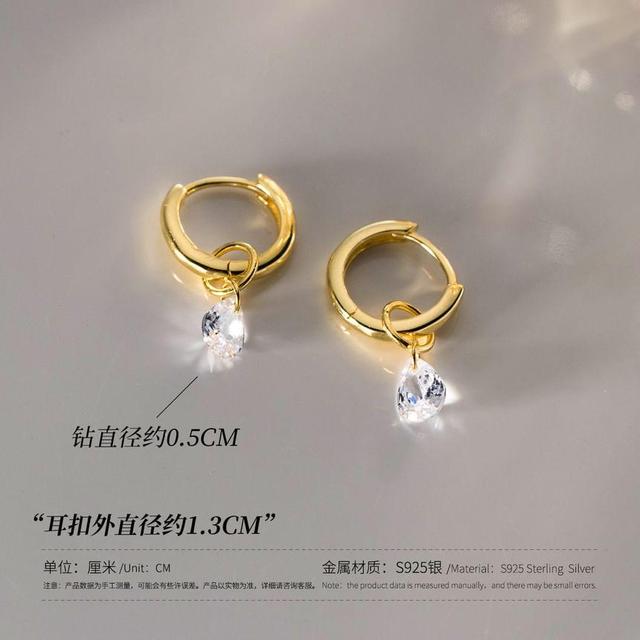 925 Sterling Silver Rhinestone Hoop Drop Earring Product Image