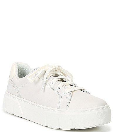 Timberland Women's Laurel Court Low Lace-Up Sneaker, White Full-Grain, 7 Product Image