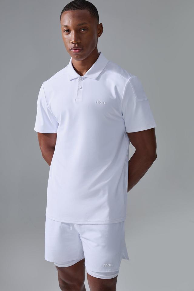 Man Sport Performance Regular Fit Polo | boohooMAN USA Product Image