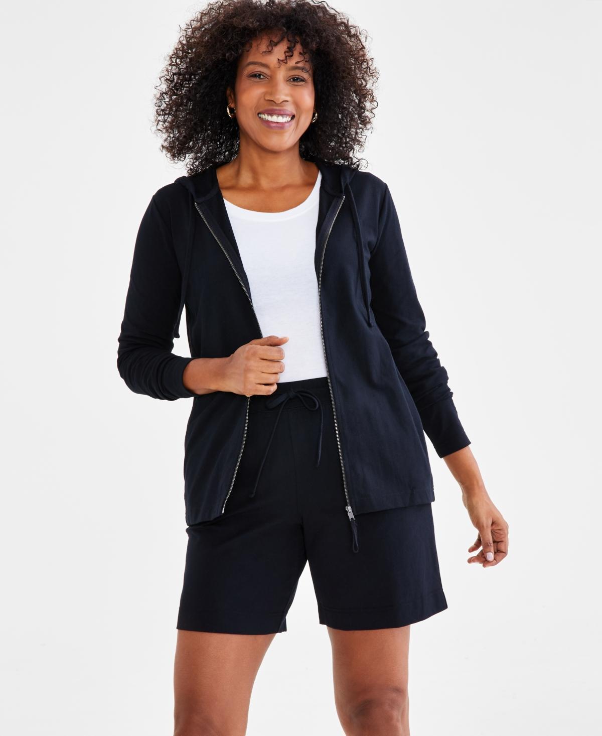 Style & Co Womens Zip-Front Hooded Sweatshirt, Created for Macys Product Image