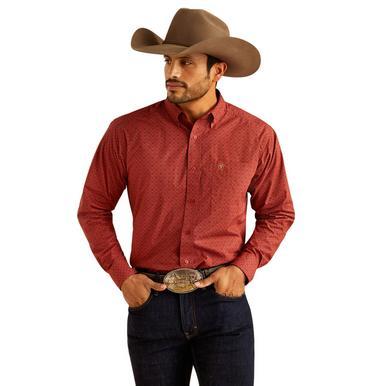 Ariat® Men's L/S Red Print Sanders Classic Fit Button Shirt Product Image