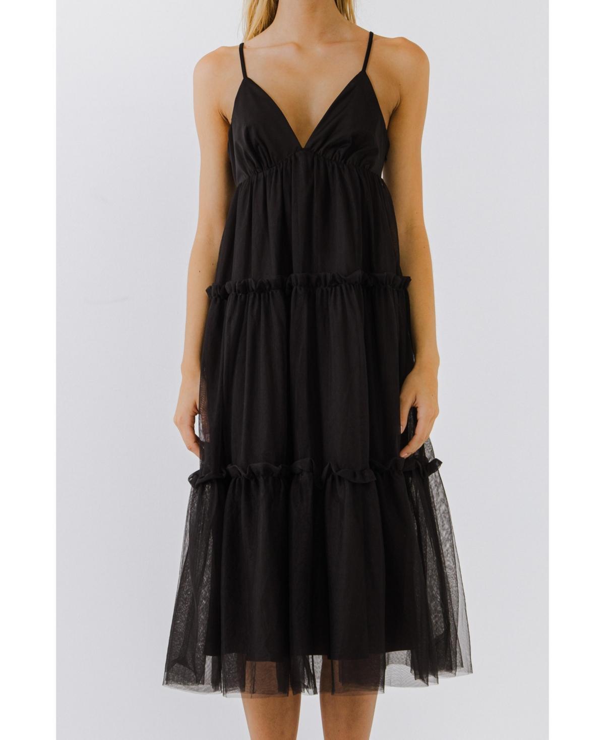 English Factory Womens Tulle Contrast Midi Dress Product Image