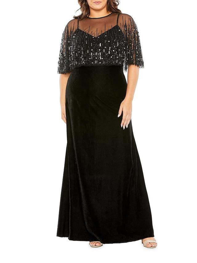 FABULOUSS BY MAC DUGGAL Velvet Capelet Gown Product Image