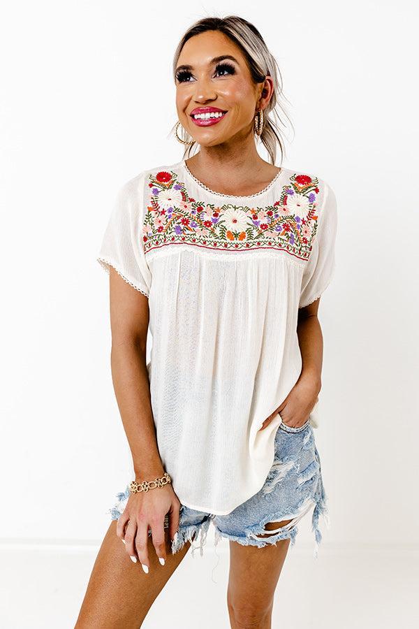 Dreamy Destination Embroidered Shift Top In Red Product Image