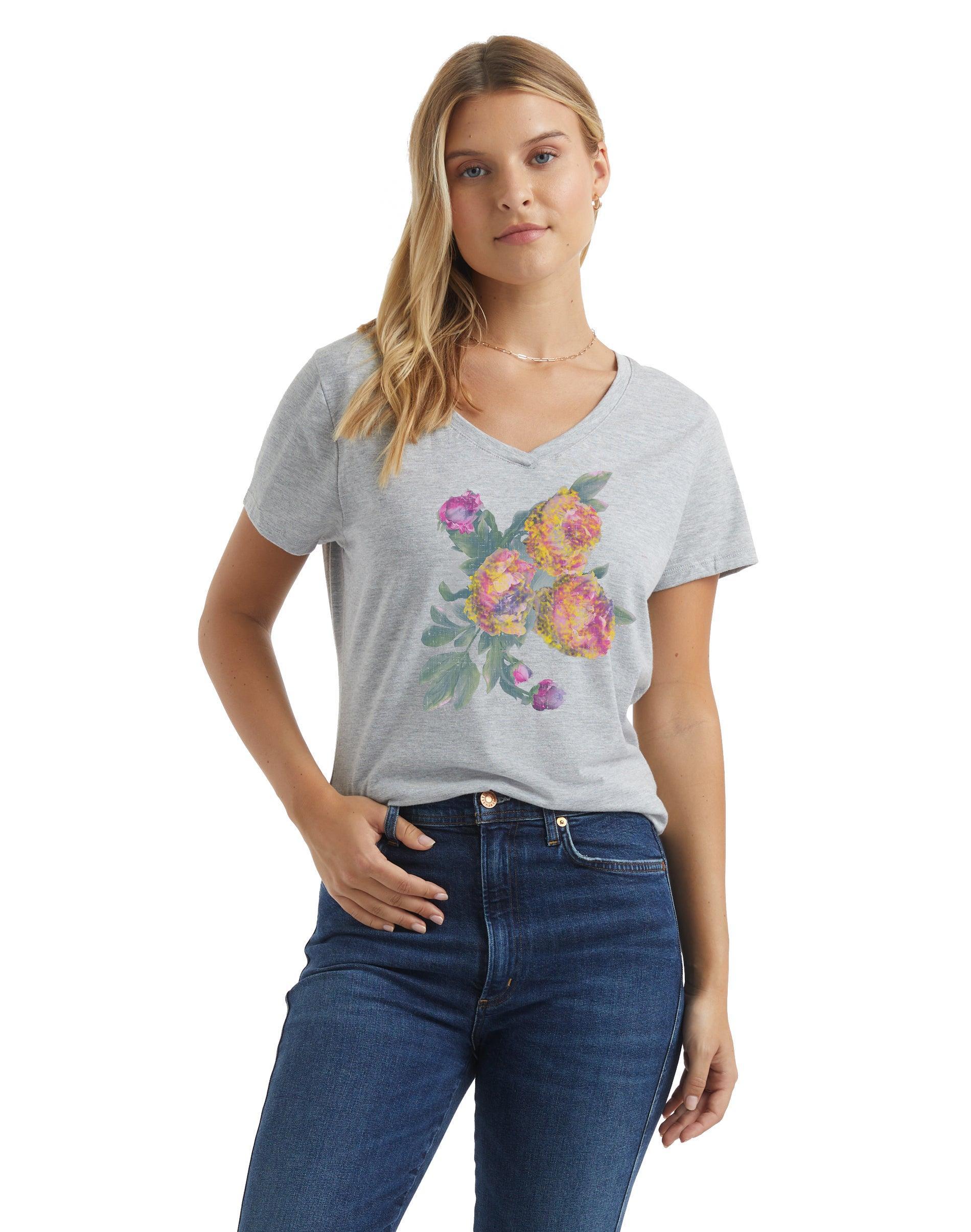 Womens Hanes Graphic Tee Light Grey Product Image