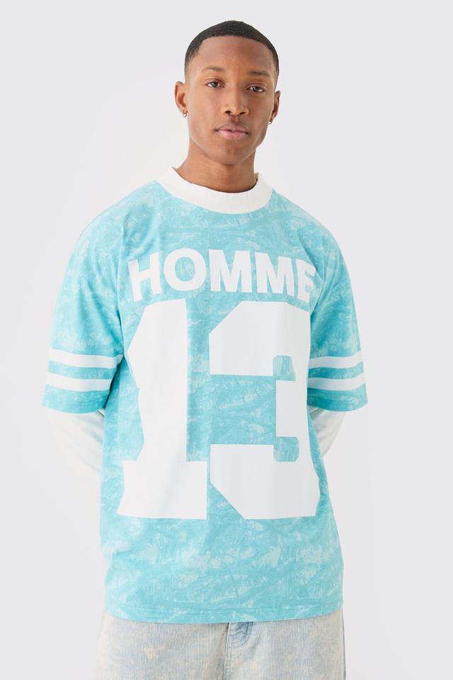 Oversized Camo Homme Print Layered T-shirt | boohooMAN USA Product Image