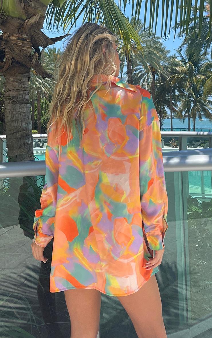 Peach Pastel Abstract Print Oversized Beach Shirt Product Image