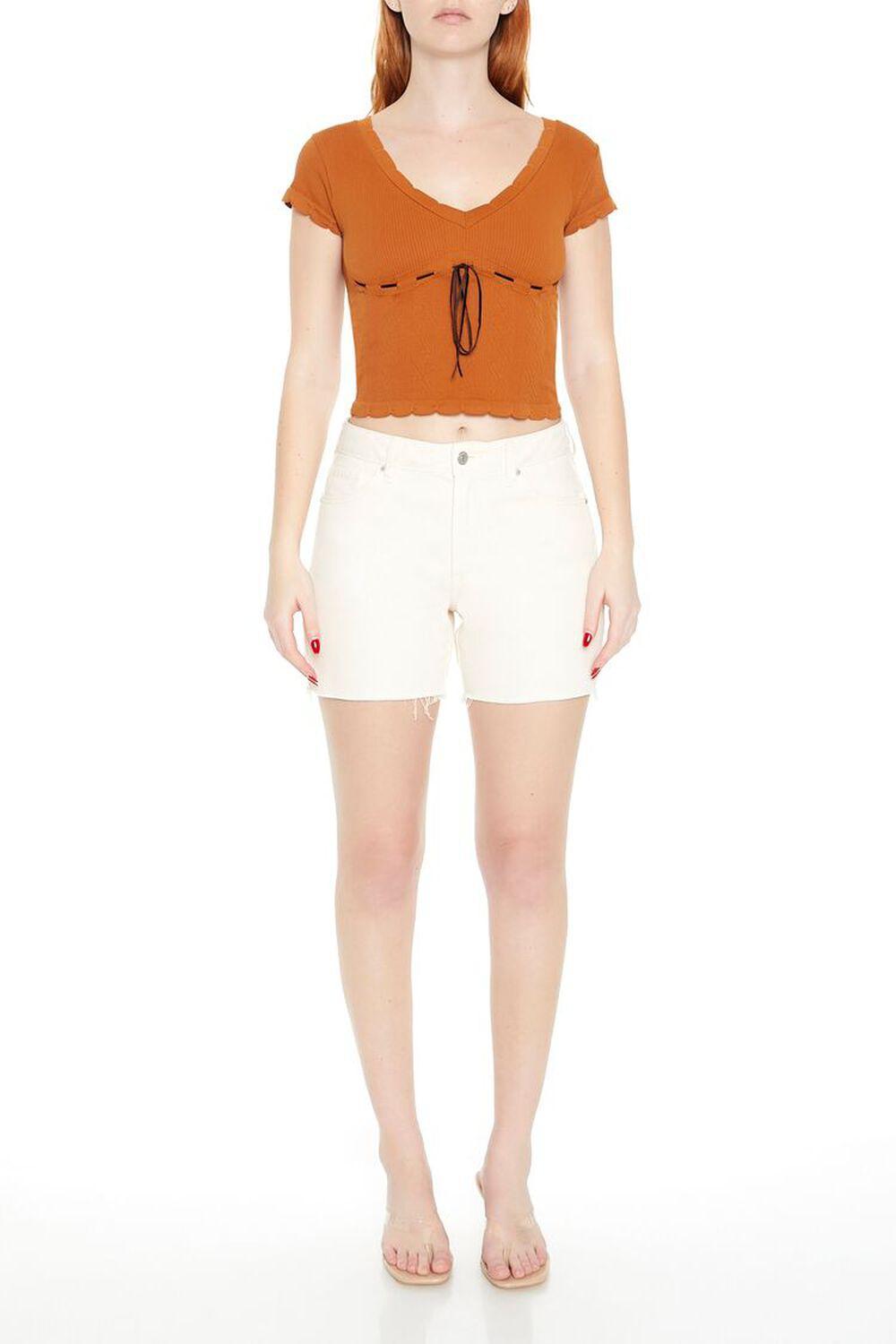 Seamless Ribbon-Trim Cropped Tee | Forever 21 Product Image