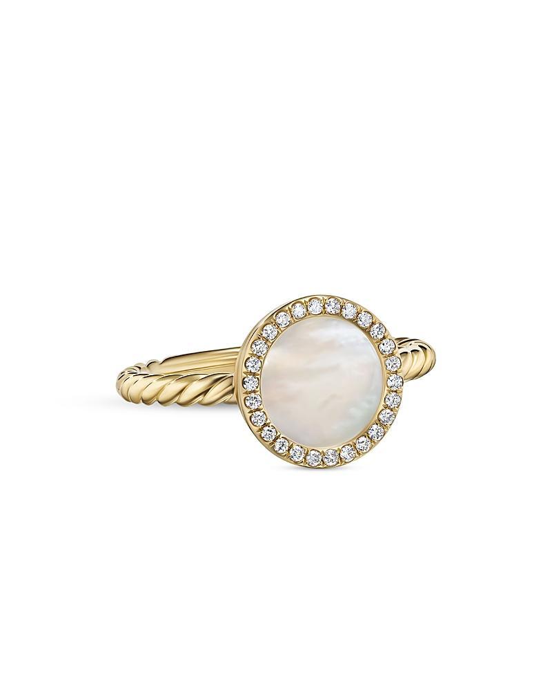 David Yurman Petite Dy Elements Ring in 18K Yellow Gold with Mother-of-Pearl & Pave Diamonds Product Image