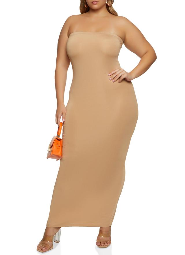 Womens Plus Size Daisy Solid Tube Maxi Dress Product Image