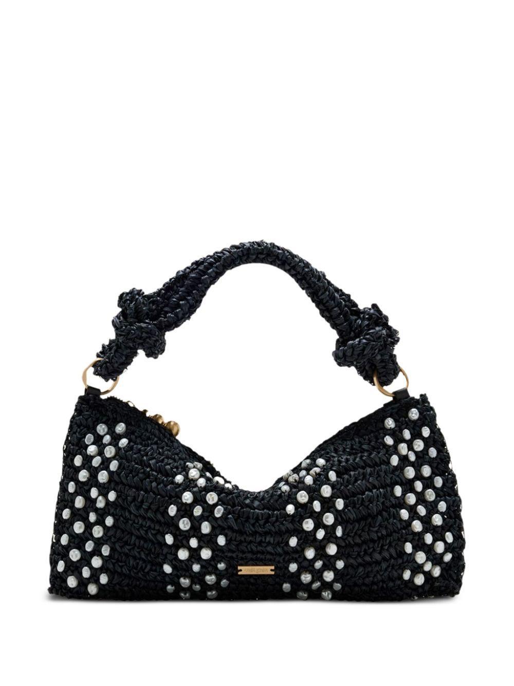 CULT GAIA Hera Nano Pearly Raffia Shoulder Bag In Black Product Image