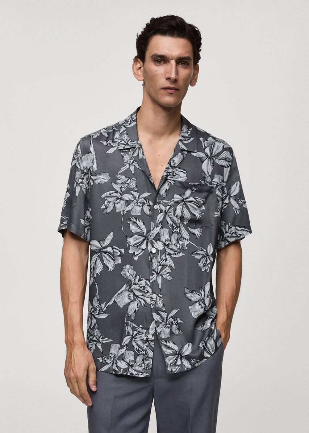 Mango Mens Hawaiian-Print Shirt Product Image