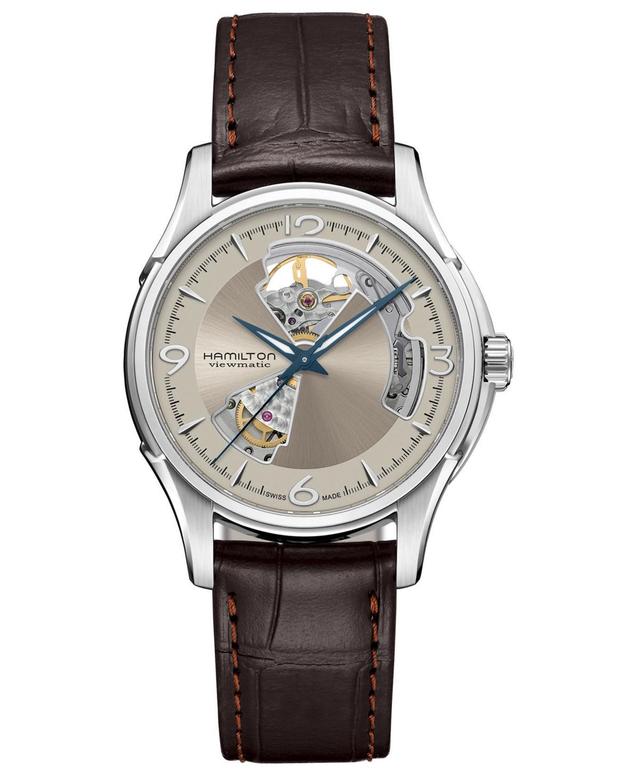 Hamilton Mens Swiss Automatic Jazzmaster Brown Leather Strap Watch 40mm - Brown Product Image