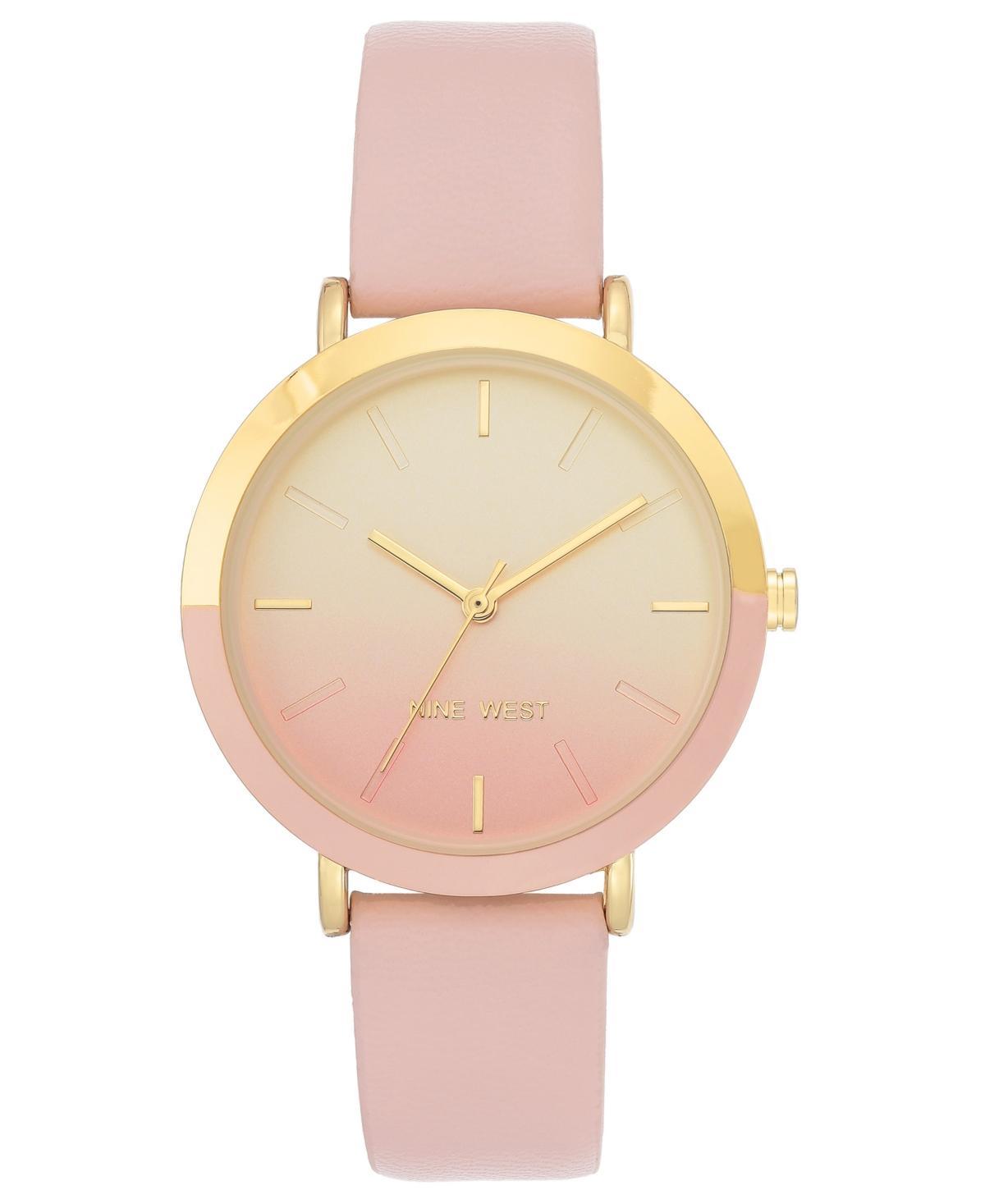 Nine West Womens Quartz Pink Faux Leather Band Watch, 36mm - Pink Product Image