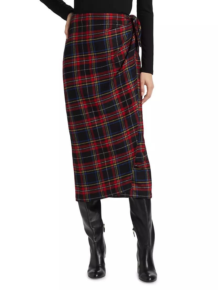 Plaid Wool-Blend Wrap Skirt Product Image