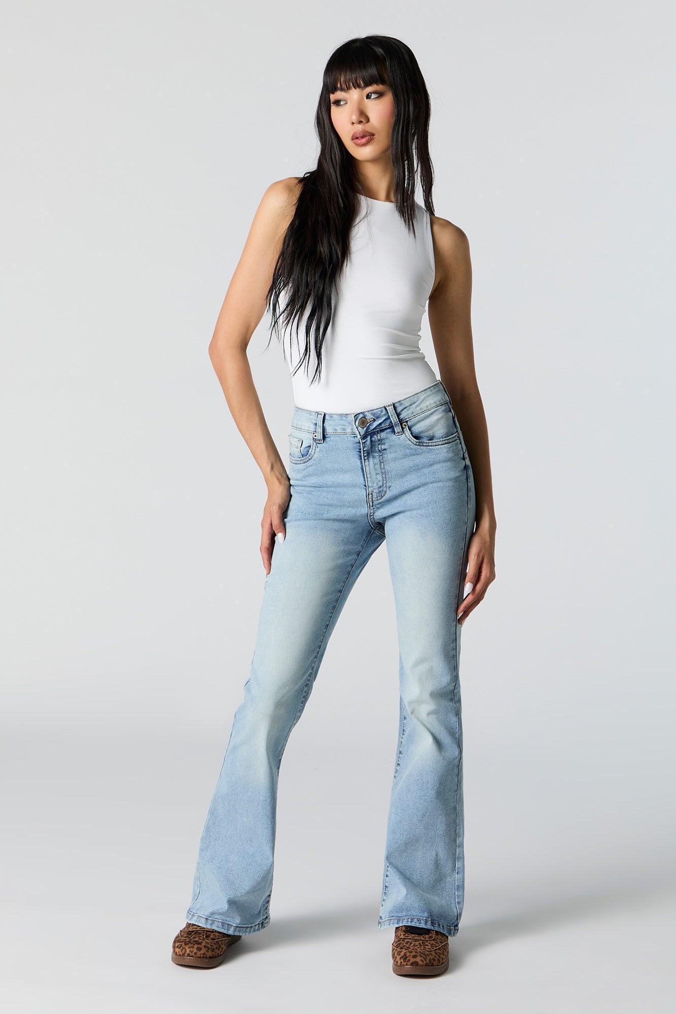 Medium Wash Mid Rise Flare Jean Female Product Image