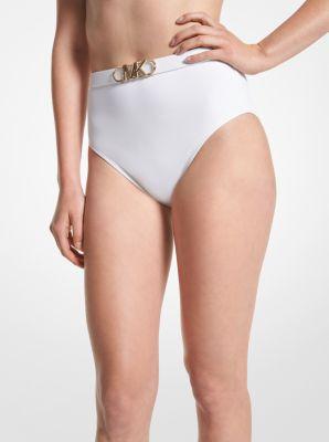 Stretch Nylon High-Waist Belted Bikini Bottom Product Image