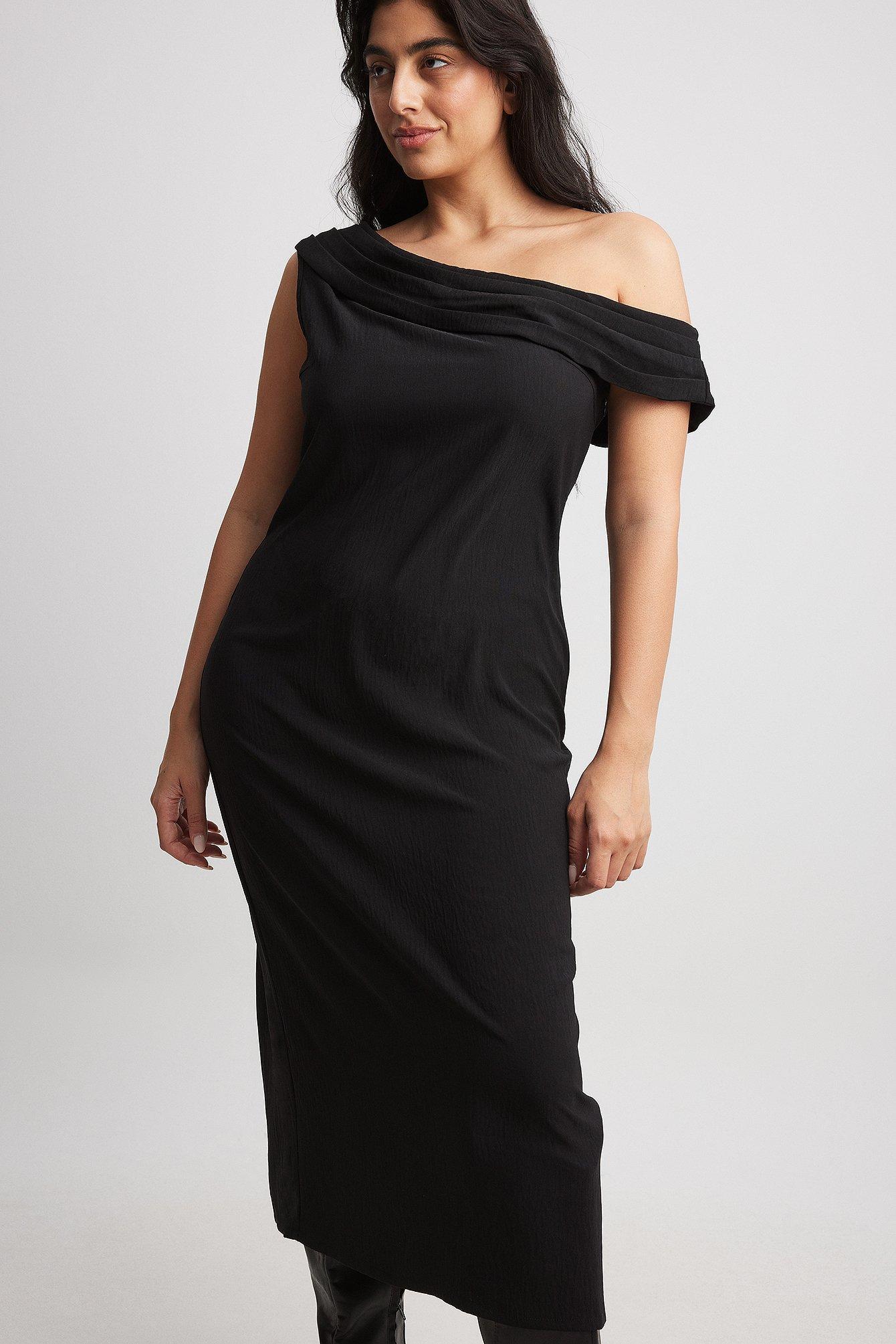 One Shoulder Draped Midi Dress Product Image