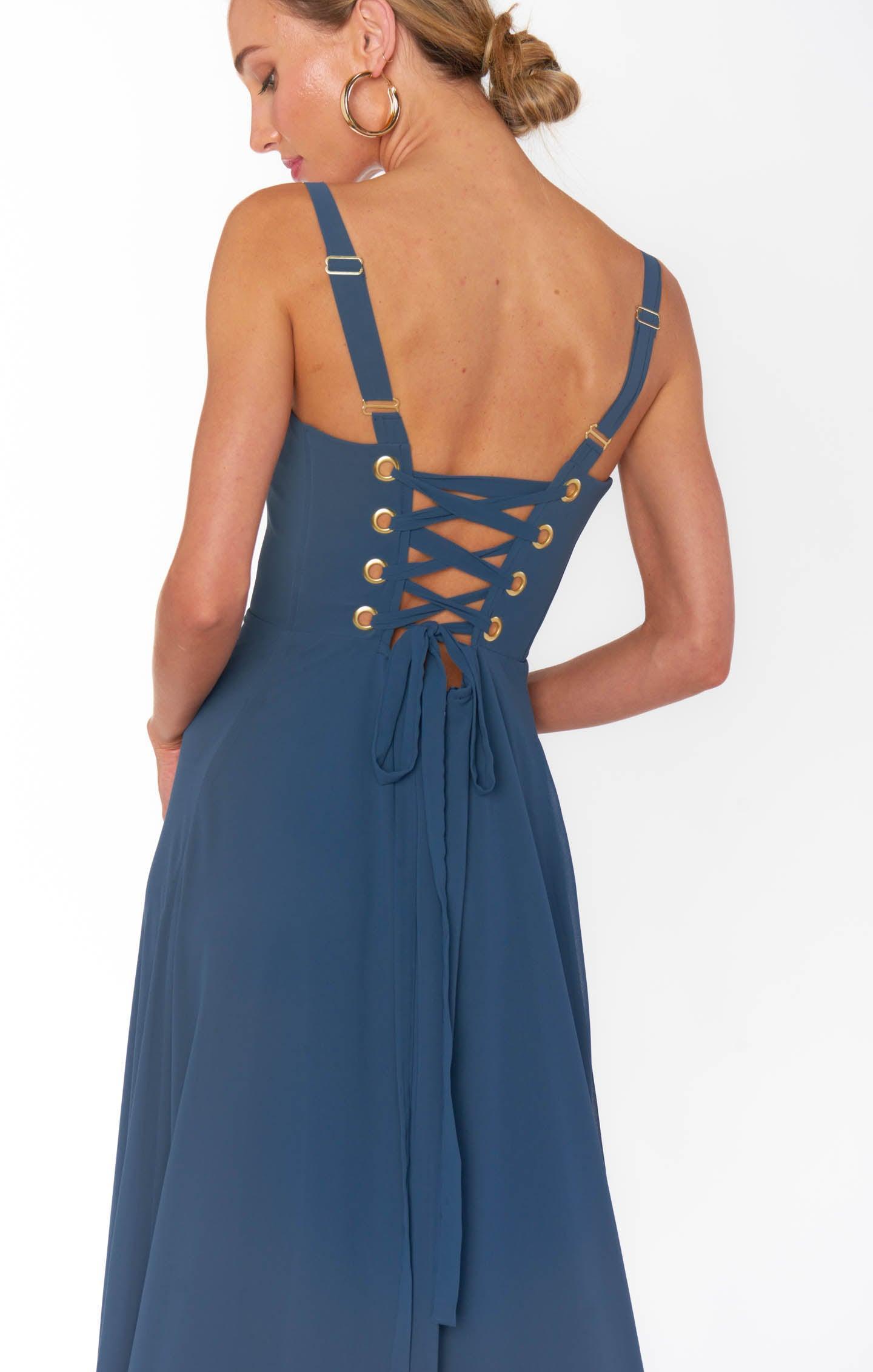 Clarissa Corset Dress ~ Slate Blue Chiffon Product Image