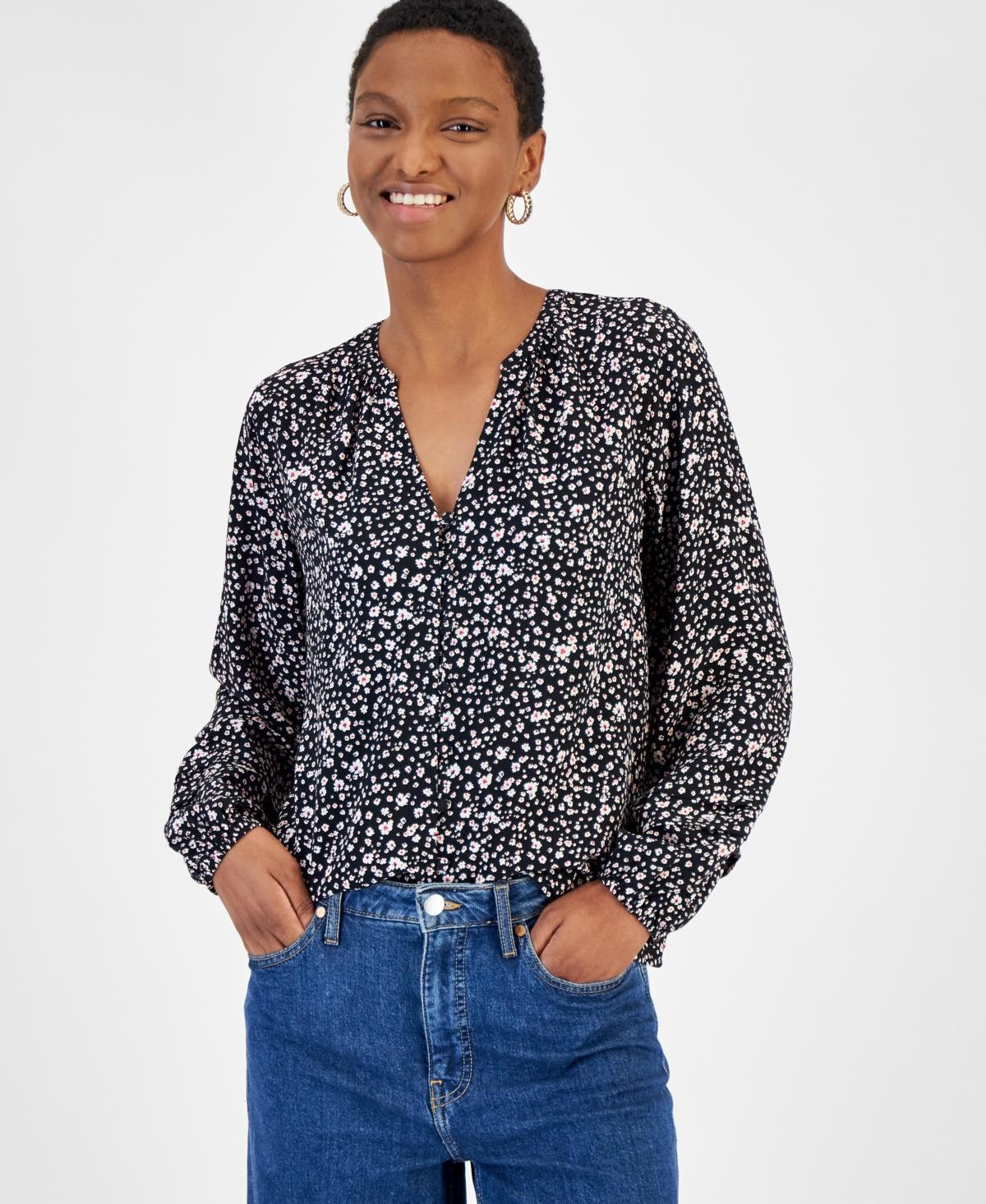 On 34th Womens Long-Sleeve Pintucked Blouse, Created for Macys Product Image