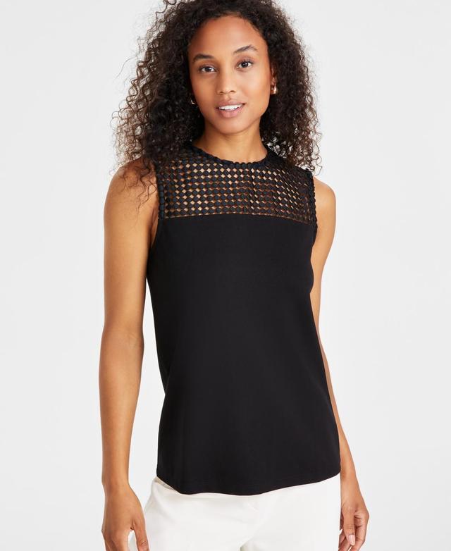 Women's Serenity-Knit Lace-Yoke Sleeveless Top Product Image