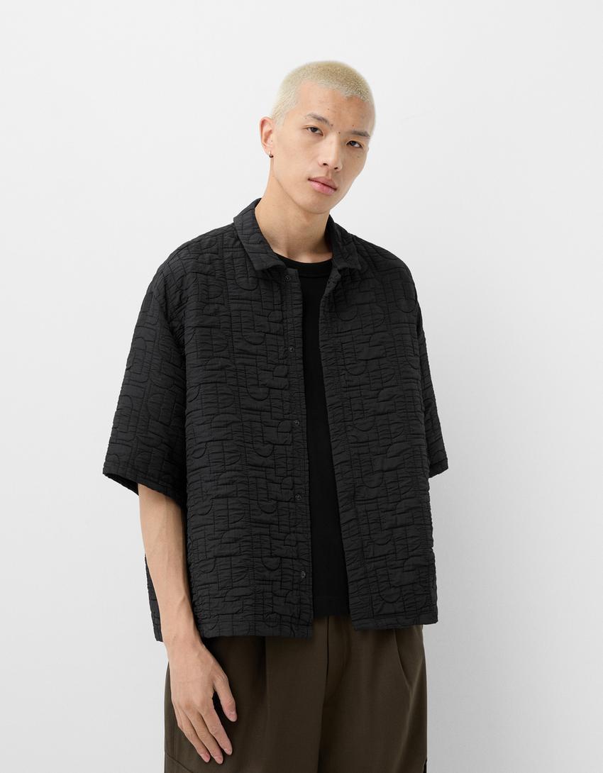 Quilted short sleeve boxy fit shirt Product Image