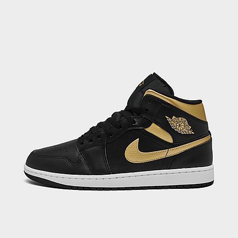 Jordan Mens Jordan AJ 1 Mid - Mens Basketball Shoes Gold/Black/White Product Image