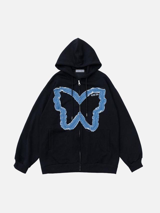 Aelfric Eden Applique Embroidery Butterfly Zip Up Hoodie Product Image