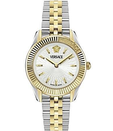 Versace Womens Greca Time Petite Quartz Round Analog Two Tone Stainless Steel Bracelet Watch Product Image