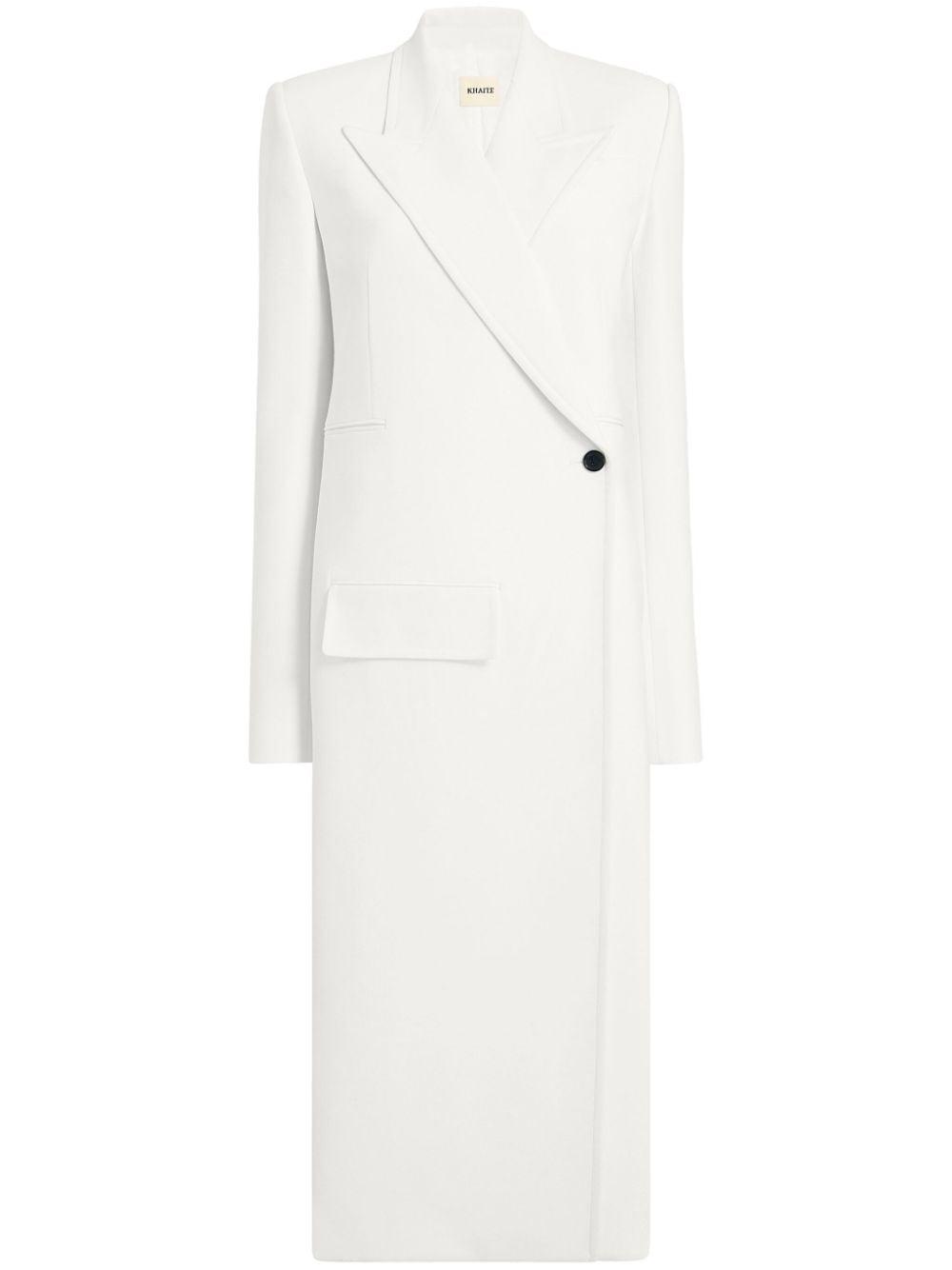 Cobble Double-breasted Long Coat In White Product Image