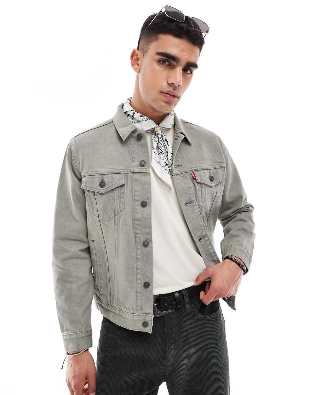 Levi's The Trucker overdyed denim jacket in green Product Image