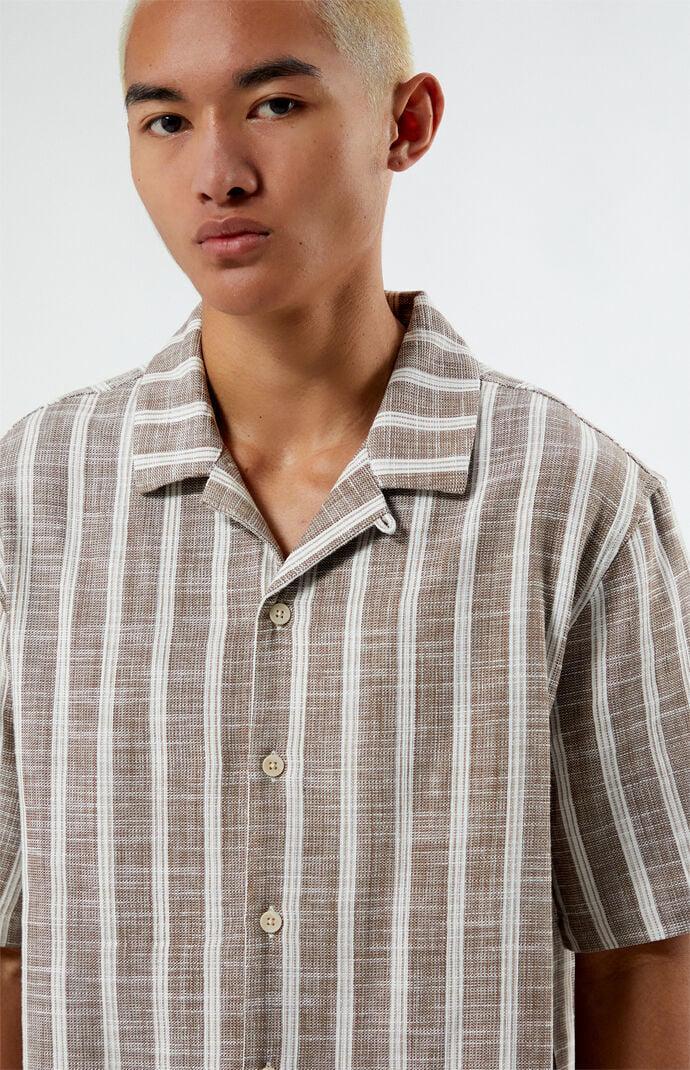 Men's Woven Stripe Camp Shirt - Product Image