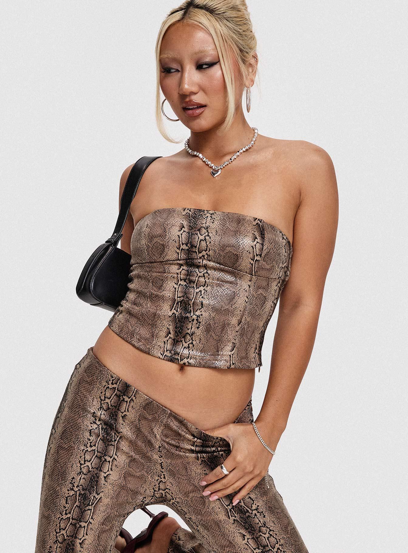 Kinniya Strapless Top Brown Multi Product Image