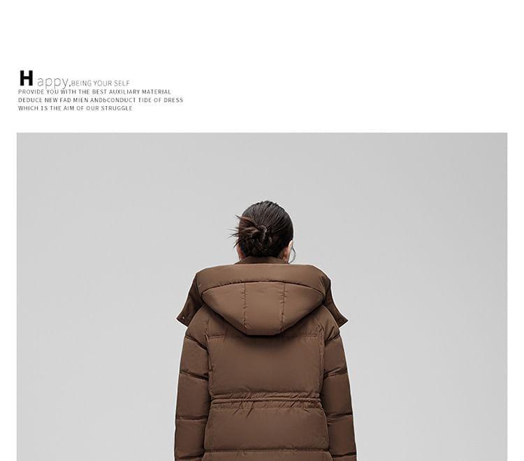 Hooded Plain Zip-Up Long Puffer Coat Product Image